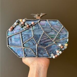 Mosaic Clutch with Pearl Accents